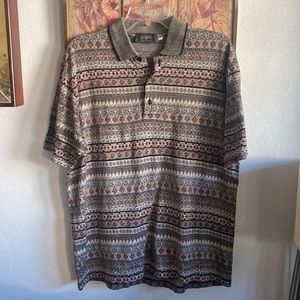 RAFFI ITALY STRETCH RETRO PATTERN POLO SHIRT MENS TOP COTTON POLO MENS SIZE M